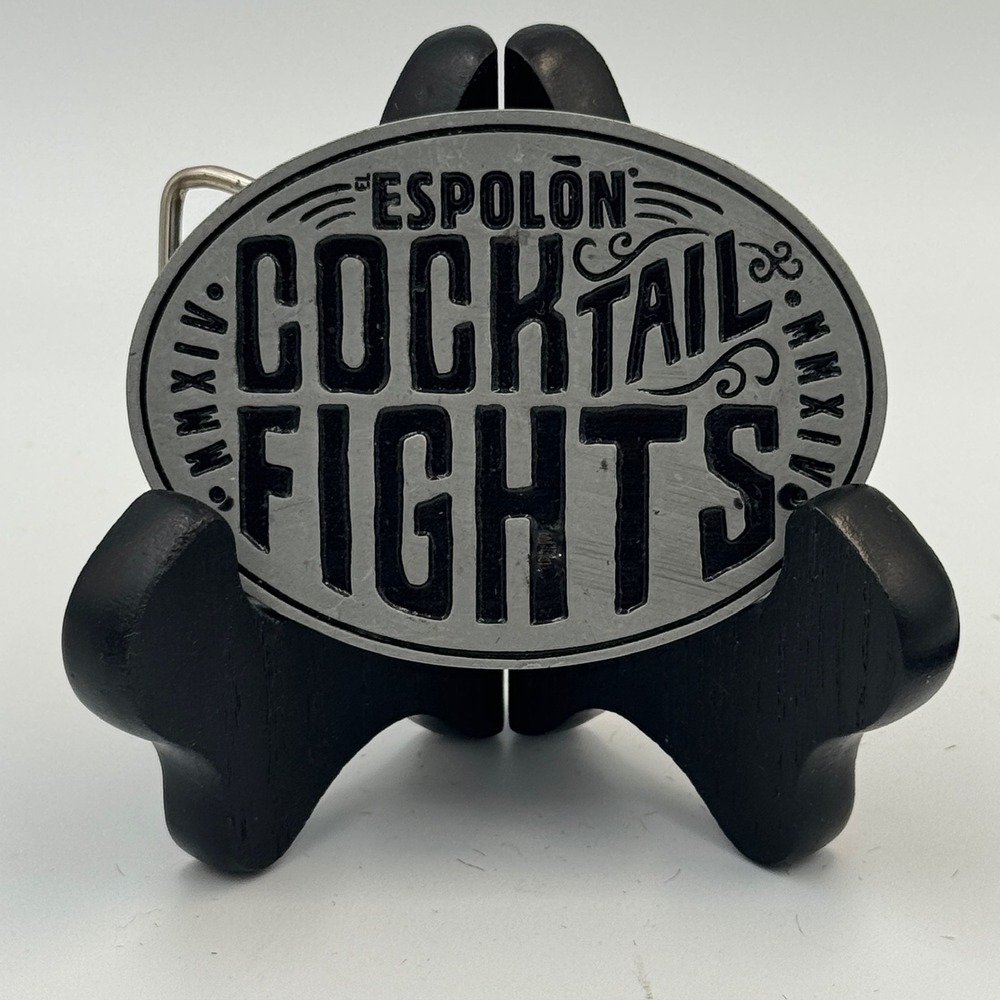 Espolon Tequila Cocktail Fights Belt Buckle Silver Black Oval MMXIV 2014 Promo